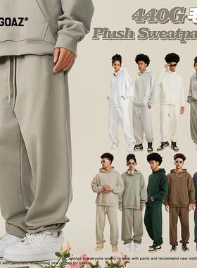 「CARGOAZ」2024AW 美式复古440G重磅纯色基础款宽松束脚针织卫裤