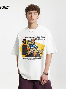 「CARGOAZ」2025SS 男女同款露营小熊印花T恤宽松休闲短袖上衣