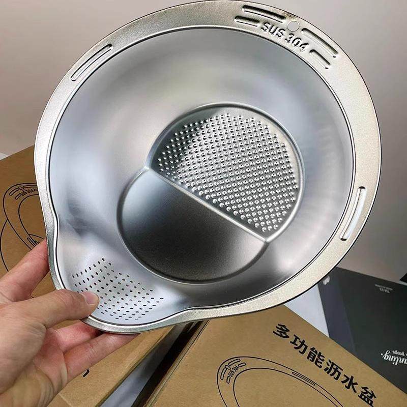出口外贸单！这个发明我真的爱了！不锈钢洗菜盆淘米篮漏盆,餐饮具,盆,淘宝优惠券,粉丝福利购,淘宝优惠卷