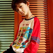 纯棉男童长袖 男童打底衫 秋季 T恤儿童黑神化悟空上衣中大童全棉T恤