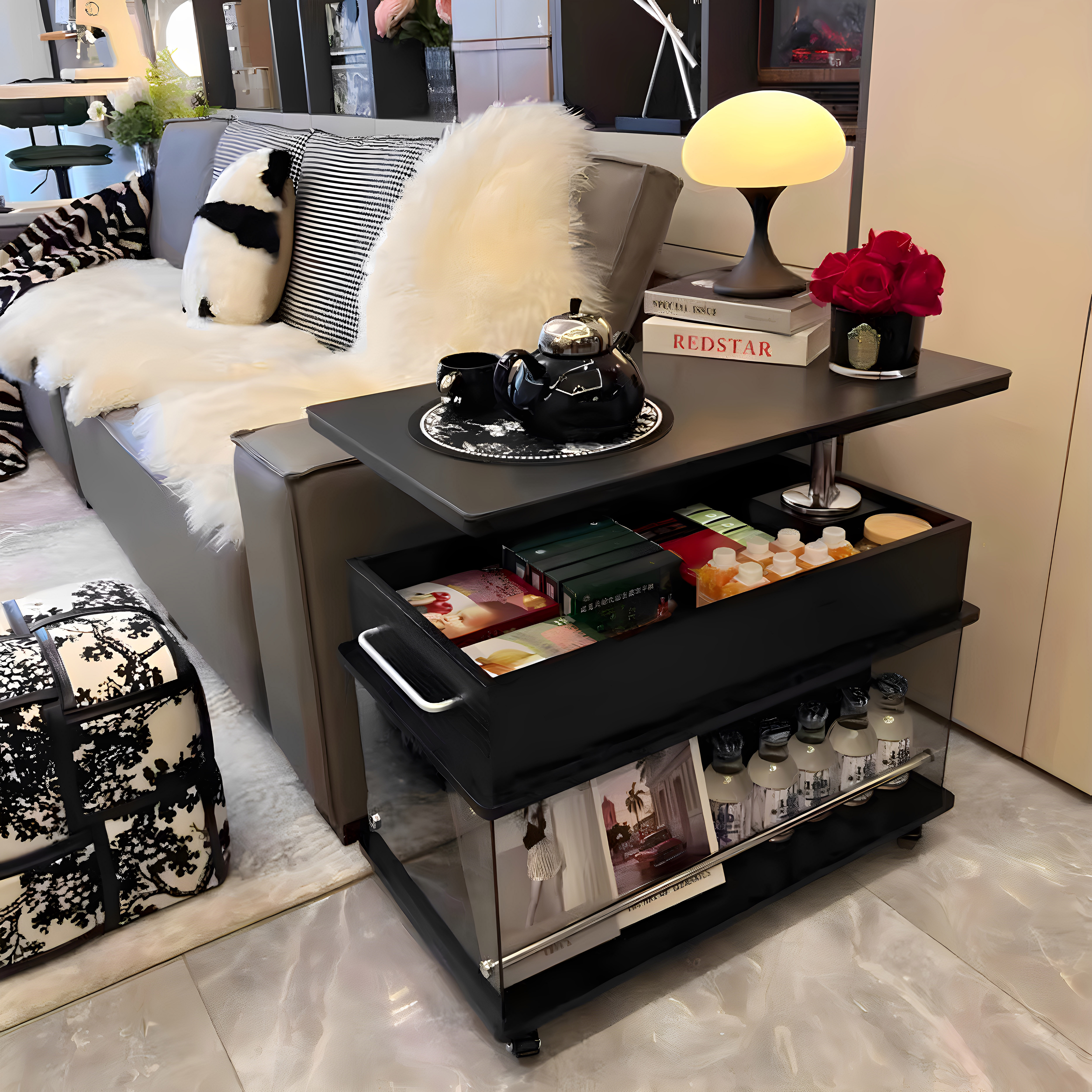 中古风客厅边柜小户型简约沙发