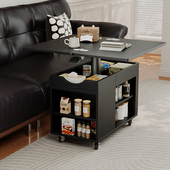 多功能高端实木液压升降茶几折叠桌变形餐桌两用一体带轮阳台书桌