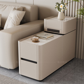 2025新款 客厅沙发边柜简约实木岩板窄边几斗柜轻奢阳台小型侧边柜