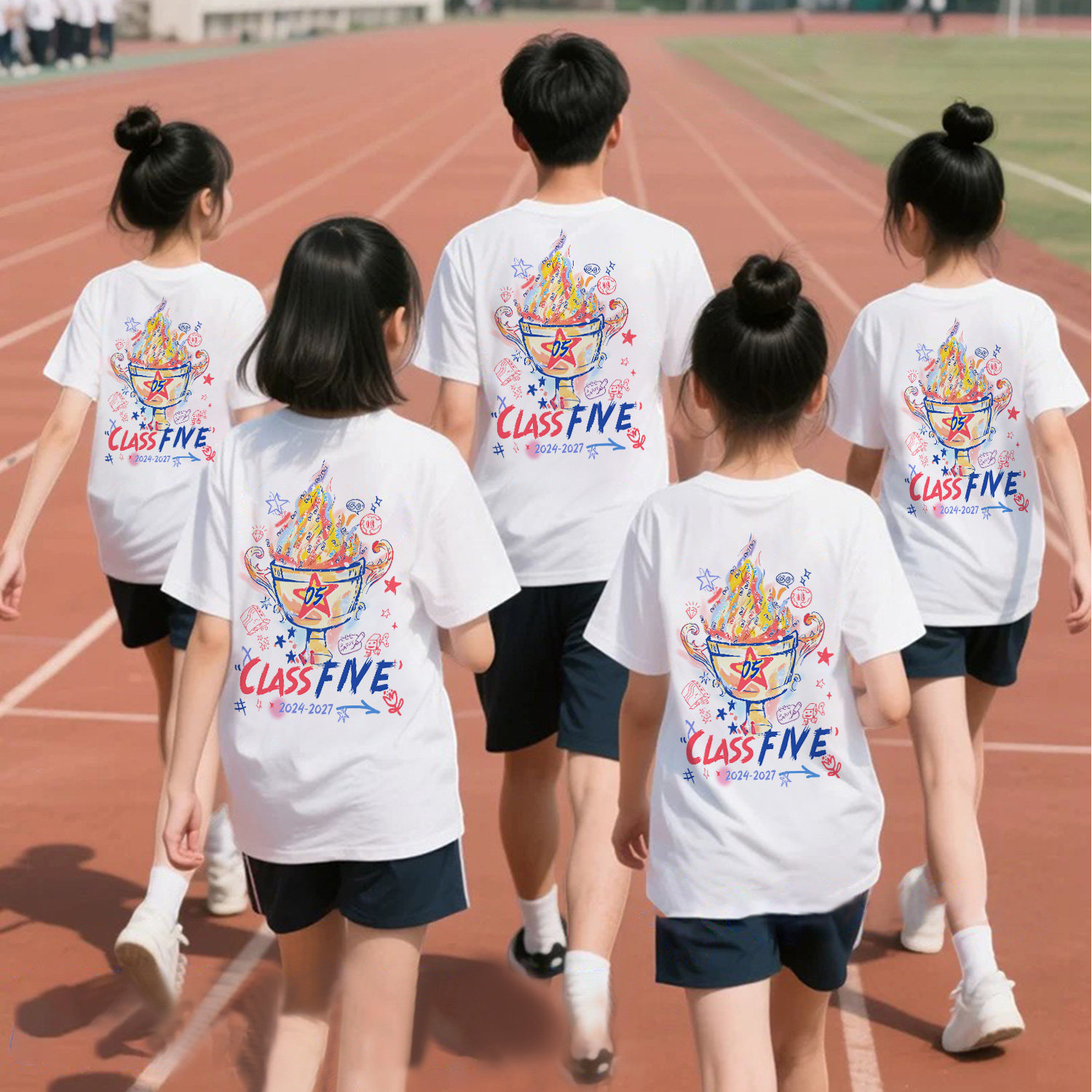 班服定制初中生T恤小学生运动会服装高中生毕业照短袖纯文化衫