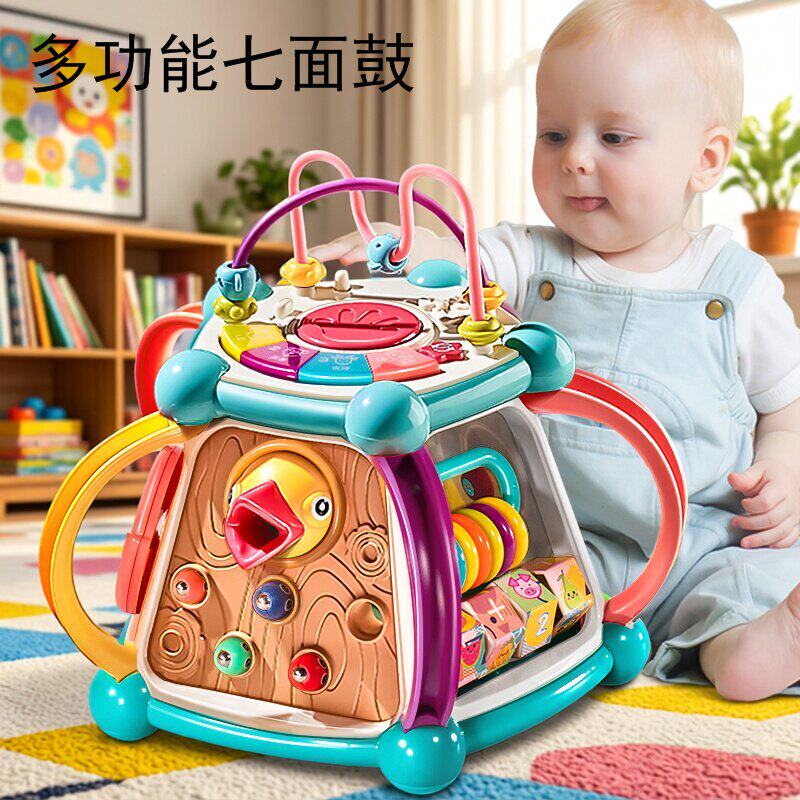 婴幼儿益智早教音乐手拍鼓七面体