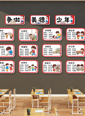 幼儿园环创德育主题八礼四仪墙贴