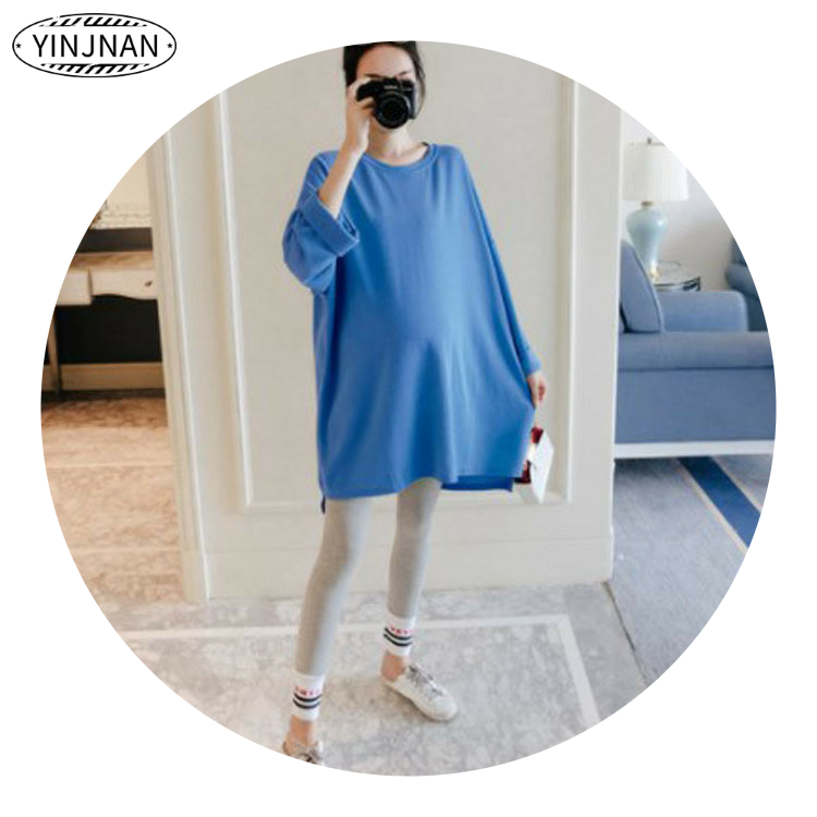 孕妇装上衣 2020秋冬新款韩版潮妈长袖T恤中长款宽松打底孕妇卫衣