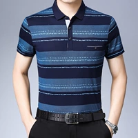 Áo thun nam trung niên tay ngắn mùa hè ve áo nam mỏng phần cotton áo thun rộng màu rắn quần áo trung niên nam - Polo áo phông nam có cổ