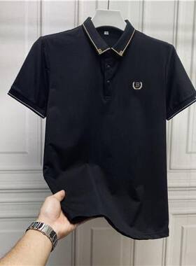 潮新款短袖社会翻领修身韩版polo
