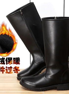 仪仗队学生圆头高筒皮靴