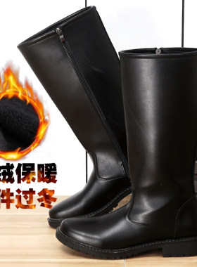 影视剧真皮学生高筒皮靴护旗队马靴男靴子长筒靴升旗手皮靴演出靴