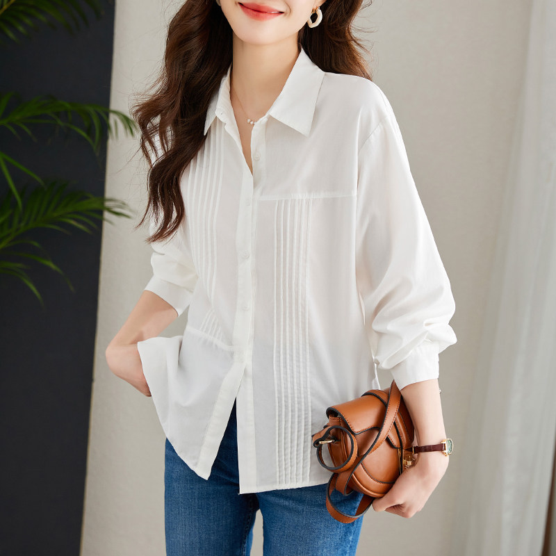 直筒通勤单排扣长袖衬衫