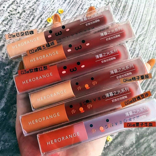 HERORANGE薄暮之光奶昔丝绒唇釉 雾面哑光不沾杯学生平价显白唇泥
