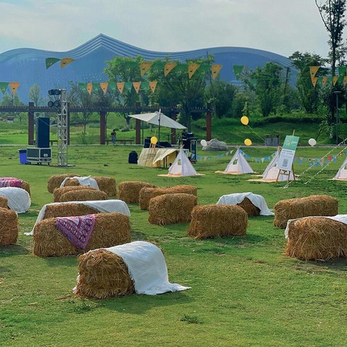 草垛方形装饰农家乐草垛子摄影道具秸秆谷草捆铺圆形谷堆干稻草堆