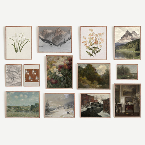 欧式质朴复古装饰画画芯乡村田园组合挂画内芯餐厅客厅墙壁布置