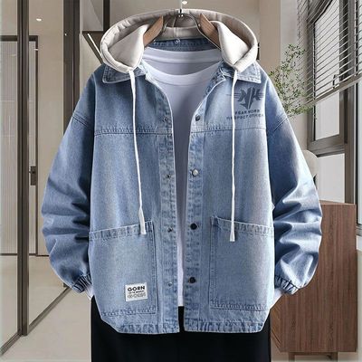 春秋干活穿的牛仔外套男士耐磨耐脏工装夹克宽松大码水洗做旧上衣