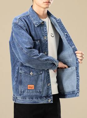 干活穿的外套男人耐磨牛仔工作服宽松大码外穿秋冬劳保服工装夹克