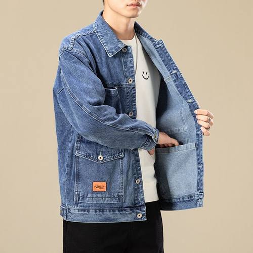 干活穿的外套男人耐磨牛仔工作服宽松大码外穿秋冬劳保服工装夹克