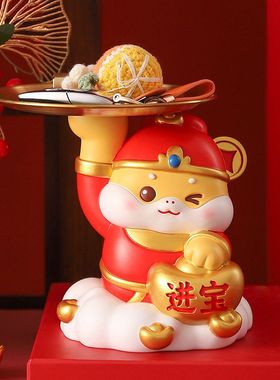 新款蛇宝送福树脂摆件玄关钥匙收纳 入户置物架乔迁蛇年创意礼品