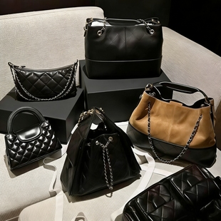 追求全原手工定制 25A麂皮拼色hobo垃圾袋CF金球菱格链条单肩女包