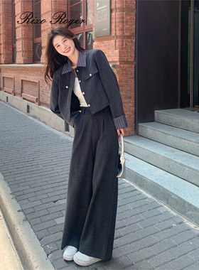 法国Rixo Roger 灰色西装套装女2025年春秋季西服两件套穿搭爆款