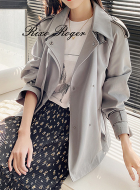 Rixo Roger 风衣女灰色2025春秋季高级感觉短款小个子薄款外套女