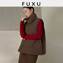 芙蕖FUXU 防水立领羽绒服背心 新国标90白鸭绒 外穿羽绒马甲女冬季