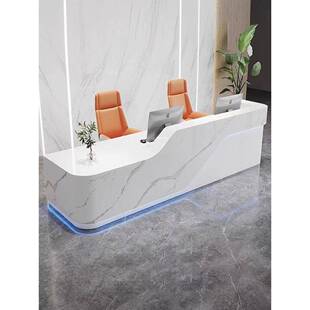 公司前台接待台转角收银台教育培训机构吧台桌半圆角烤漆美容院