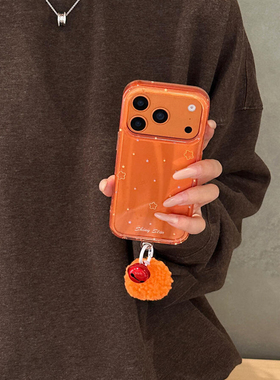 IMD橙色星星适用iPhone16pro手机壳新款17promax个性简约15防摔保护壳苹果15pro包边女款时尚14/13硅胶软壳