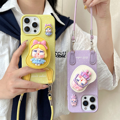 立体哭娃支架适用苹果16promax手机壳新款15pro防摔14/13全包边iPhone14plus女款12/11华为mate70/60创意软壳