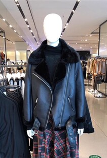 秋冬女机车皮毛一体保暖加厚黑色双面夹克外套 2969262