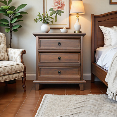 虎牌美式实木保险柜床头柜家用办公63cm高隐藏式看不出来的保险箱防盗智能指纹卧室床头带抽屉隐形保险柜箱