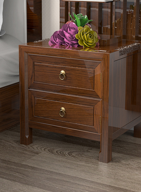 虎牌新中式实木隐形保险柜床头柜家用小型100斤办公55cm高隐藏式防盗指纹密码隐型看不出来保险柜箱CSP标准