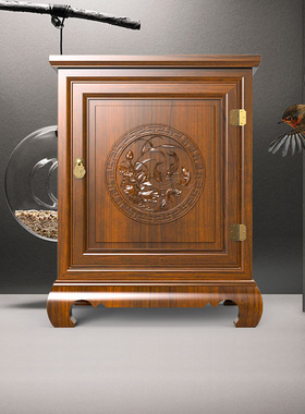 虎牌新中式实木隐形保险柜床头柜家用小型100斤以上指纹72高看不出来CSP标准防盗全钢大容量卧室床头保险箱