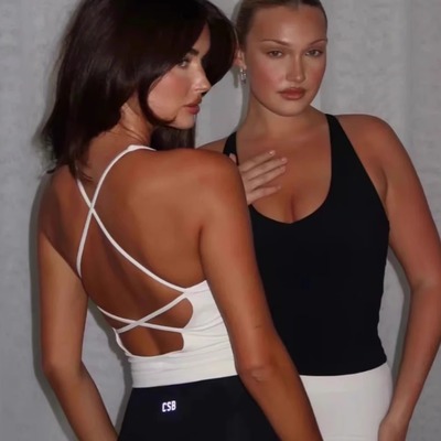 *csb漏背健身文胸运动内衣吊带带胸垫瑜伽服美背 y标