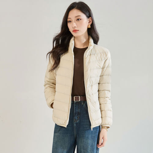 2025冬季新国标90绒简约休闲立领轻薄款排骨羽绒服短款外套25597