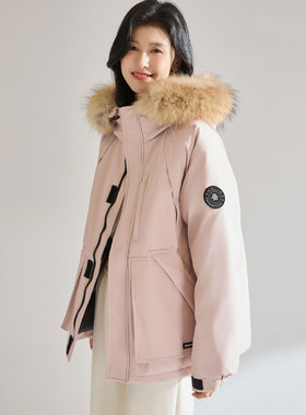 25冬季户外工装风派克羽绒服90白鸭绒貉子毛领加厚保暖外套25653