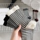 软糯条纹 黑白条纹ins秋冬羊毛袜日系堆堆保暖潮流中筒舒适款