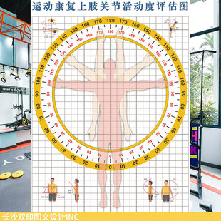 肩关节活动度功能检测表墙纸运动私教医学诊室上肢康复测量图壁画