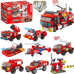 乐2026高城市特种消防车积木拼装益智玩具男孩小颗粒拼图警车汽车