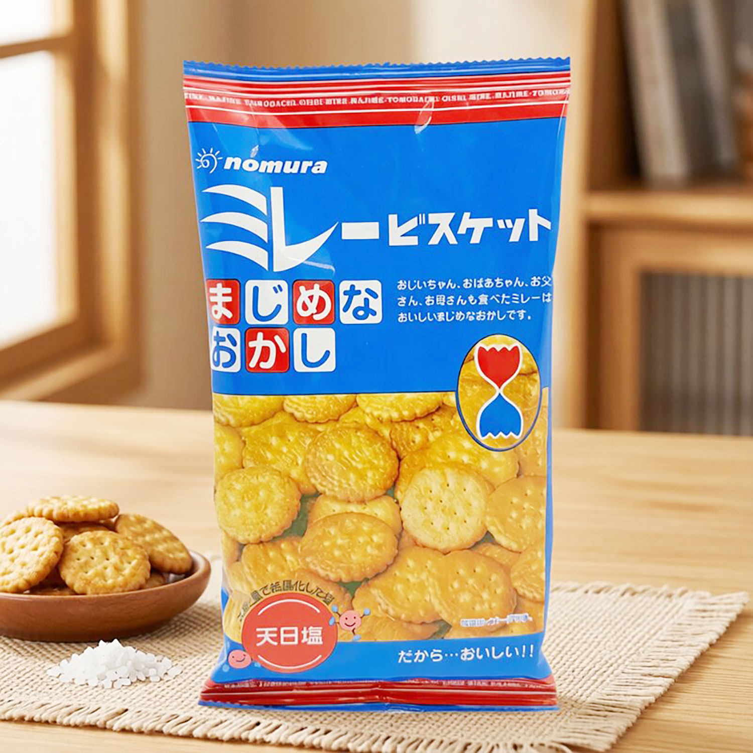 野村天日盐小圆饼干海盐味薄脆饼干120g休闲零食日本进口休闲零食