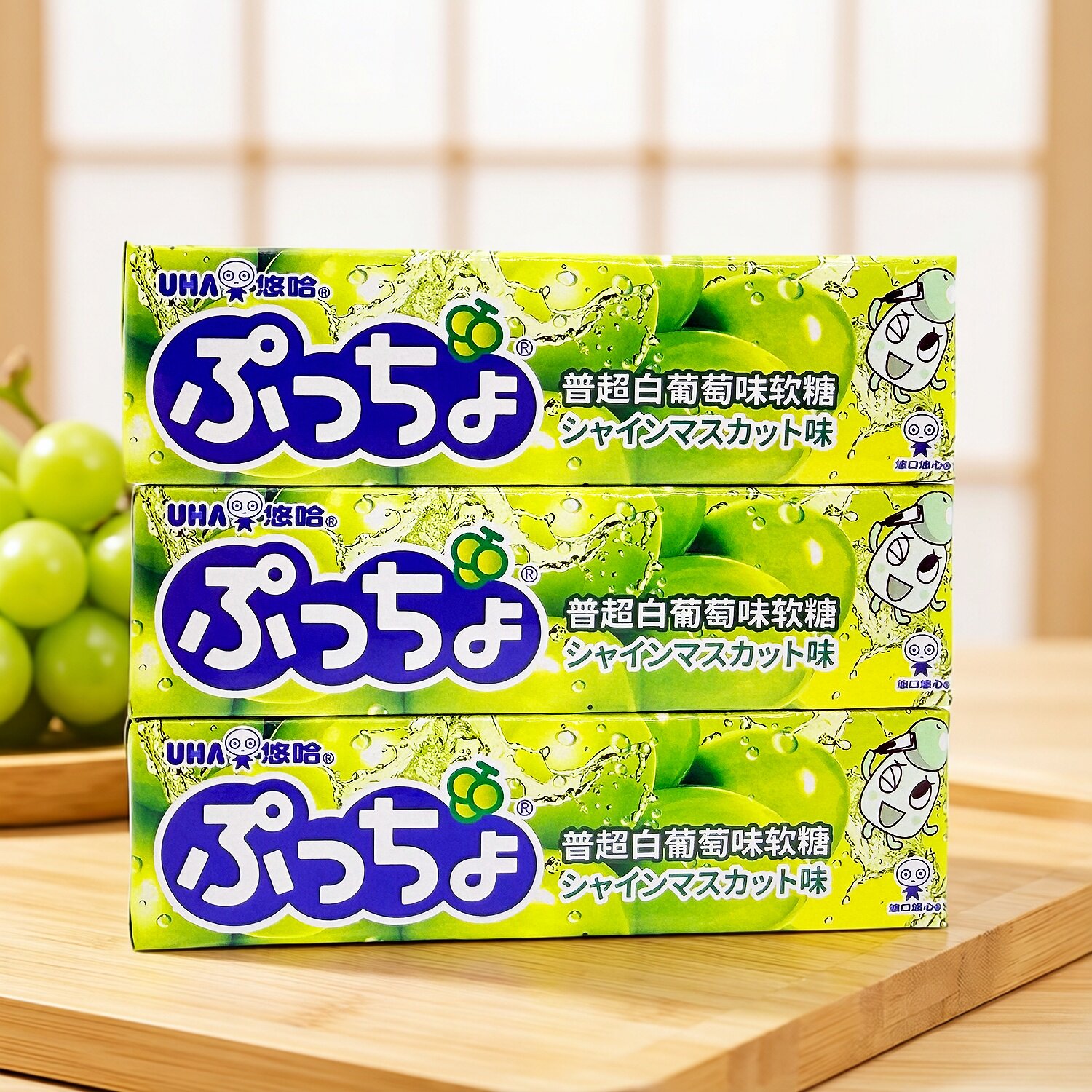 UHA悠哈普超白葡萄水果桃子牛奶味软糖日本进口休闲糖果零食