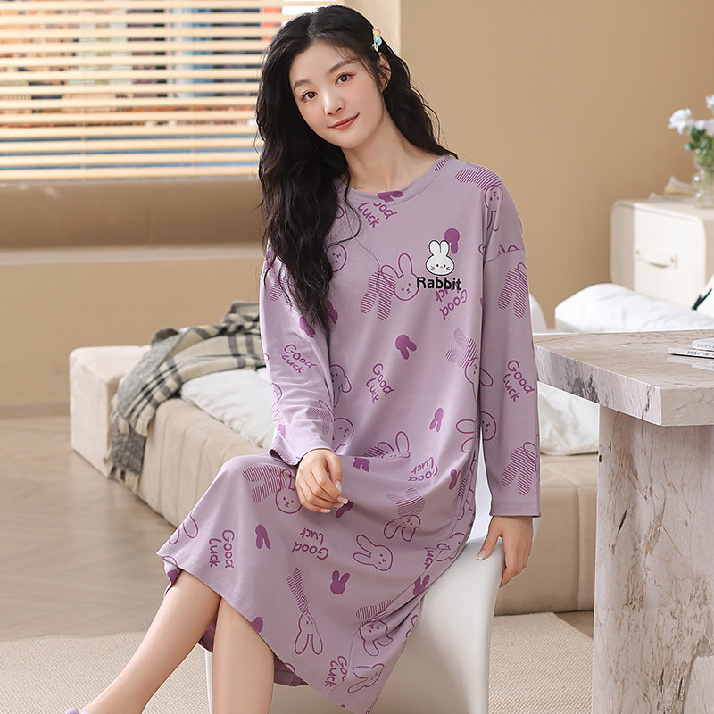 加肥加大码睡裙女200斤胖mm春秋长袖纯棉中长款家居裙睡衣女春夏,女士内衣/男士内衣/家居服,睡裙,淘宝优惠券,粉丝福利购,淘宝优惠卷