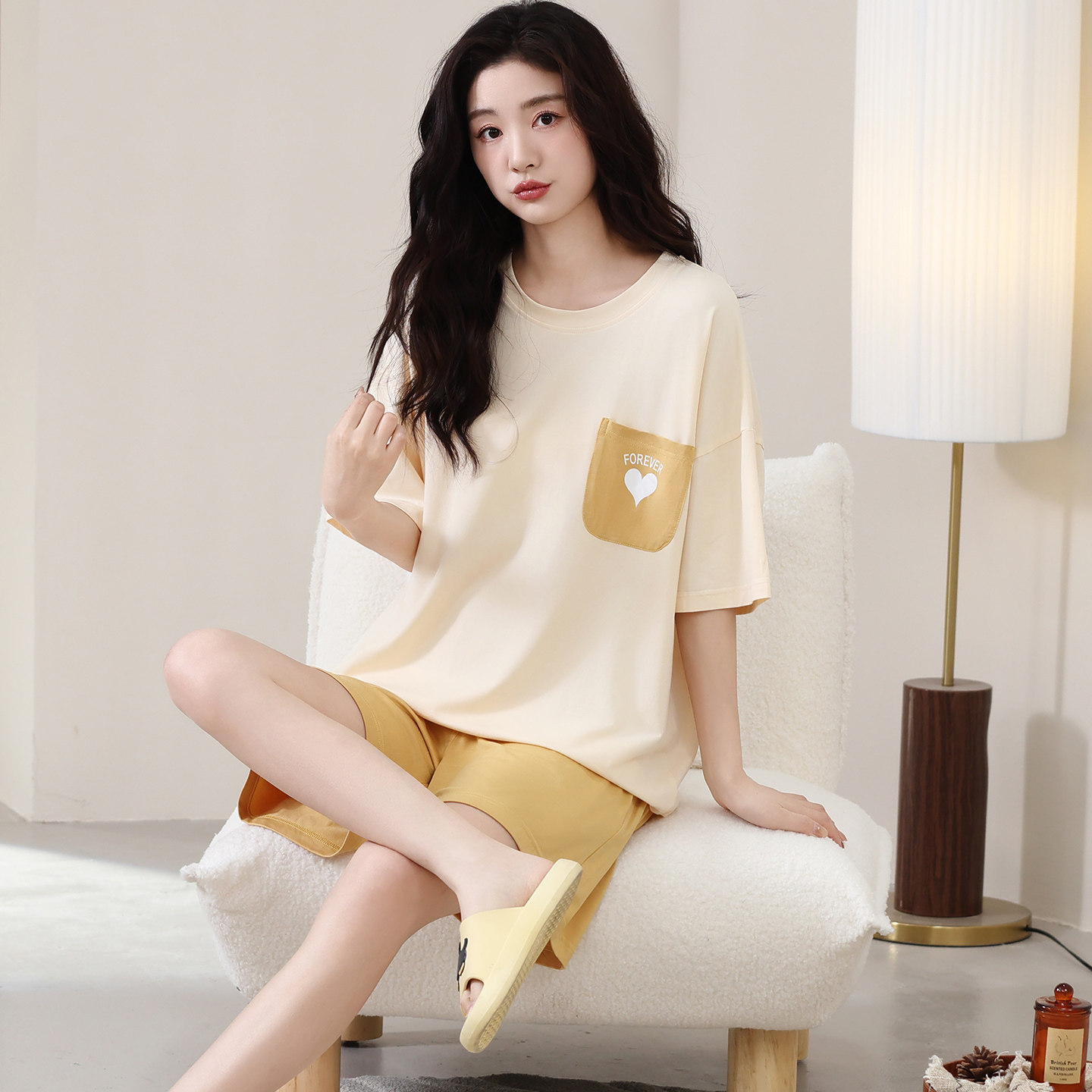 睡衣女款夏季莫代尔短袖短裤加肥加大码胖mm200斤夏天冰丝家居服