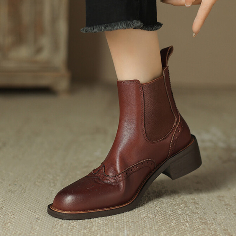 断码清仓~34-43码大码女鞋~文艺复古布洛克切尔西短靴~手工真皮,女鞋,切尔西靴,淘宝优惠券,粉丝福利购,淘宝优惠卷