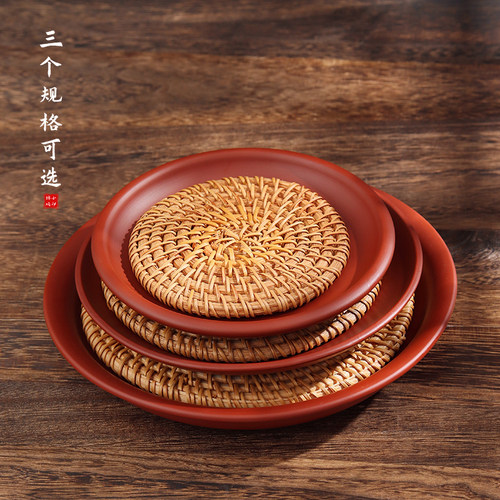 潮州手工原矿朱泥托盘壶承干泡台