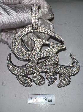 Gai同款嘻哈GBLOCK炁吊坠满钻项链说唱歌手百搭饰品项链吊坠