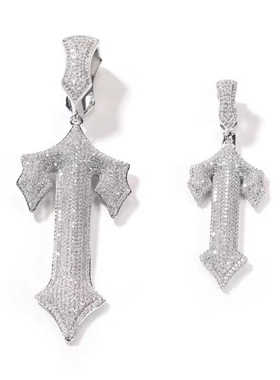 BLITZ BOY大号十字架欧美嘻哈男士项链铜锆石电镀18k真金实心满钻