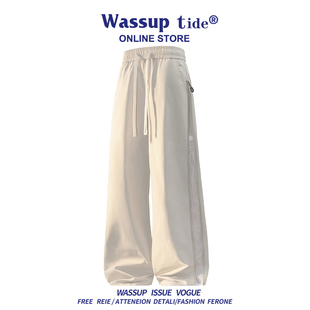 WASSUP TIDE设计感休闲裤男士透气宽松侧面拉链裤子春夏舒适宽松