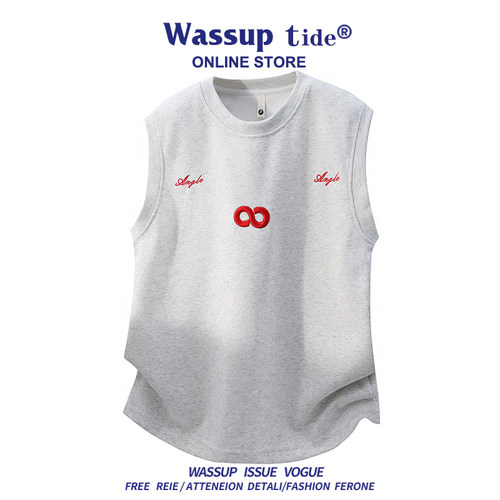 WASSUP TIDE时尚宽松背心帅气大码无袖休闲百搭港风潮流上衣男女